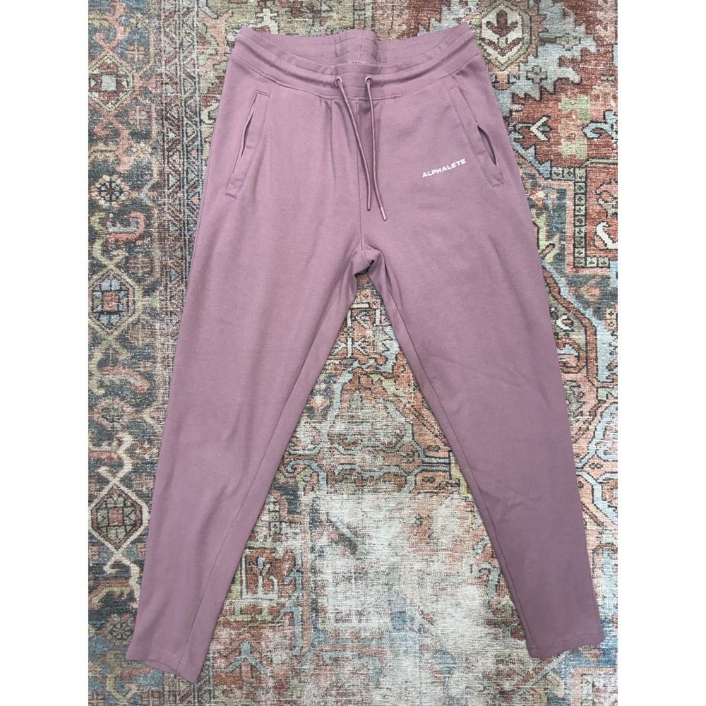 Alphalete Womens Joggers Mauve Pink Slim Fit Sweatpants Size L Zipper Pockets
